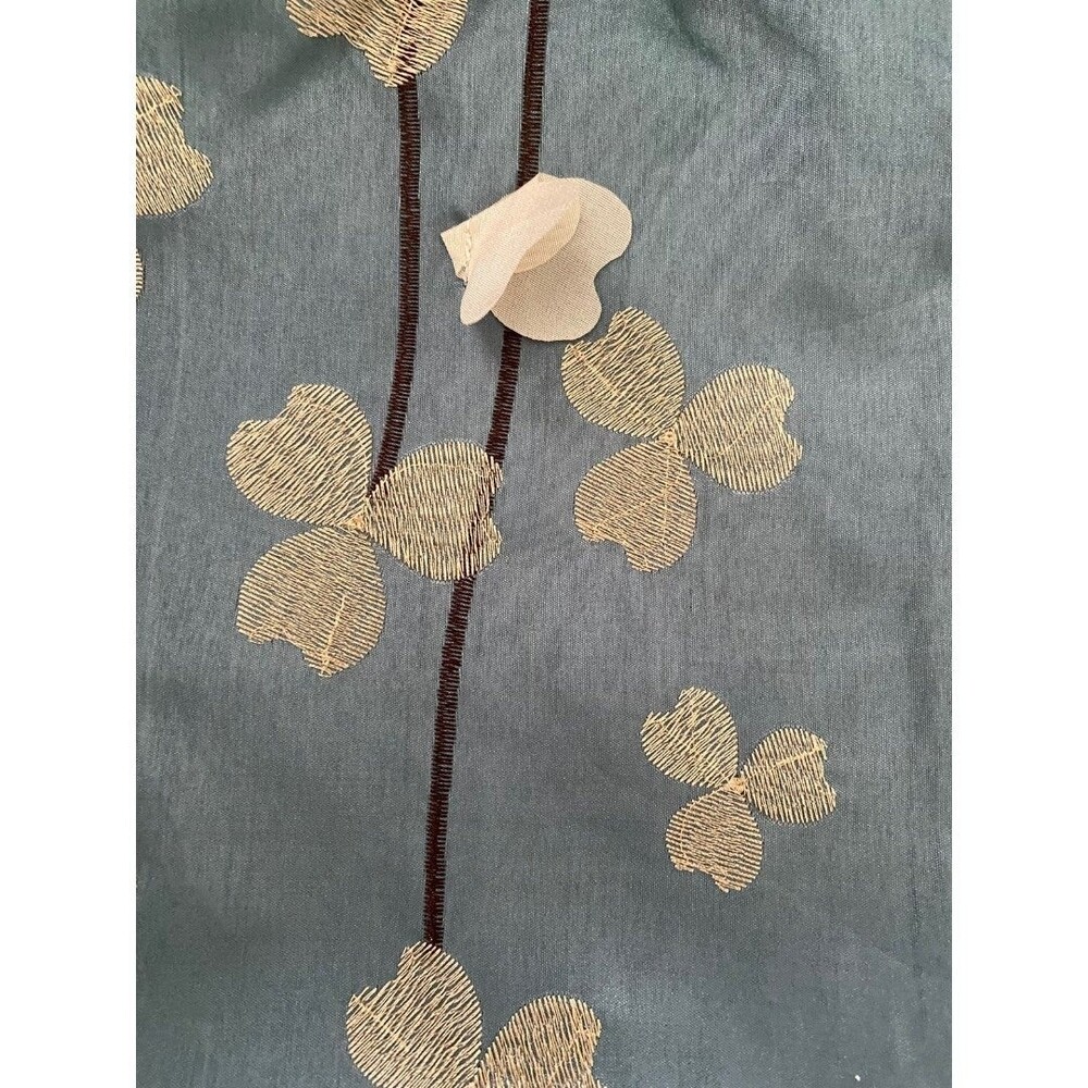 Lush decor blue and beige cascading petals flower drop one window panel 42x84 - Picture 7 of 8